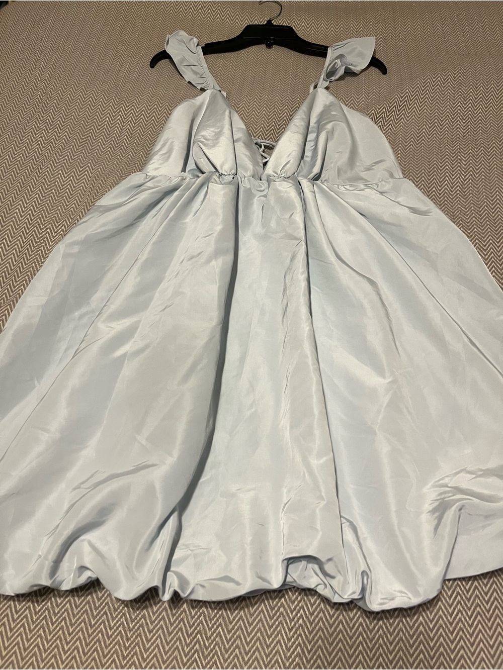 Wild Fable Ice Blue Flutter Sleeve Bubble Dress. Lace Up Back. Size XXL.